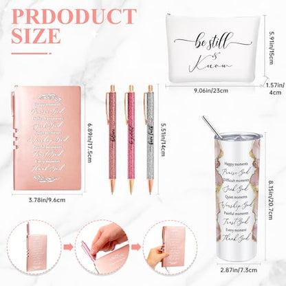 Domensi 6 Pcs Christian Gifts Set, 20 oz Tumbler Notepad Pens, Rose Pink - color: Rose Pink
