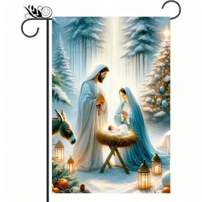BlissYard Christmas Garden Flag 12x18 Inch Nativity Family Yard Decor - color: garden flag #1