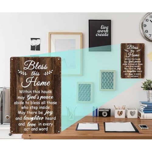 Bless This Home Christian Blessing Aluminum Metal Sign 8 x 12 Inch