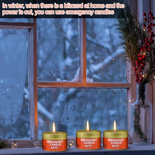 Chuarry 24 Pcs Emergency Candles 24 Hours Long Burning Soy Wax, Orange - color: Gold