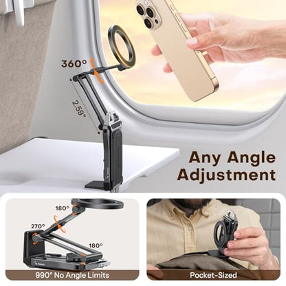 OMOTON TP02 360°Rotating Adjustable Aluminum for MagSafe Tripod,Black&Black - color: 8-Black& Black