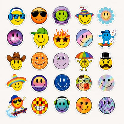 Cool Smiley Face Stickers, 50 Pcs, 2.12 Inch Waterproof for Water Bottles - color: Cool Smiley