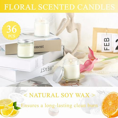 ACITHGL 36 Pcs 4oz Mini Mason Jar Candles Small Scented Candles Bulk Aromatherapy Ideal Souvenir Favors for Wedding Birthday Party (Lemon, Citrus, Coconut Milk, Silver) - color: Silver, style: Lemon, Citrus, Coconut Milk