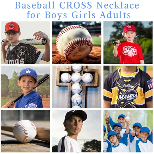 Baseball Bead Cross Necklace for Boys Kids, Elastic Rhinestone Bling Necklace Drip Gifts for Teens Players - color: Black Cross/White