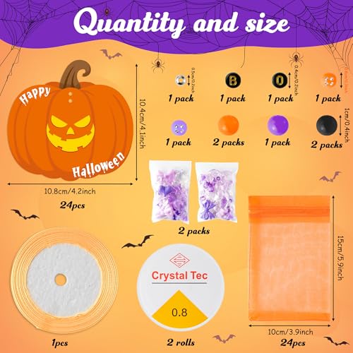 BeYumi Halloween Bracelet Craft Kit - 24 Pack Boo Letter Beads Craft Gift - style: BOO