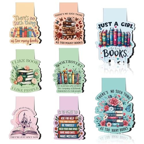 Book Lovers Magnetic Bookmark Gifts - Wxiben 8 Pcs Funny Bookmarks Magnetic for Women Bookworm Book Mark Magnets Page Markers Clip for Women Men Reading Students Teachers Librarian Supplies - style: Book Lovers