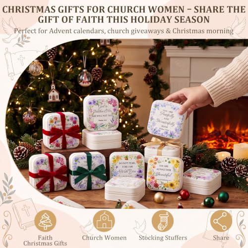 Nosiny 24 Pack Christian Flower Jewelry Case for Mom Christmas Gift Bulk
