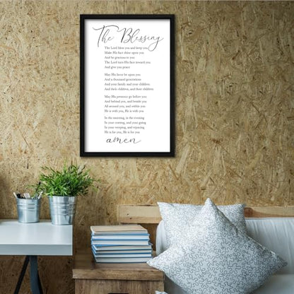 RLWangChao The Blessing Bible Verse Wall Art, 16"×11", Black - color: The Blessing (Black), size: 16"L x 11"W