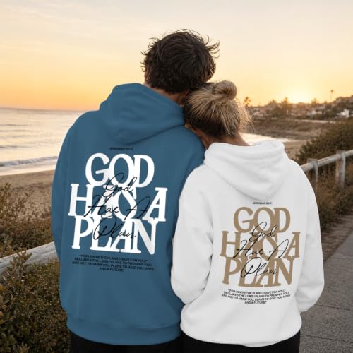 Christian God Hoodie for Men Jesus Faith Religious Bible Verse Hoodies Inspirational Graphic Fleece Sweatshirt - color: Deep Blue, size: Medium
