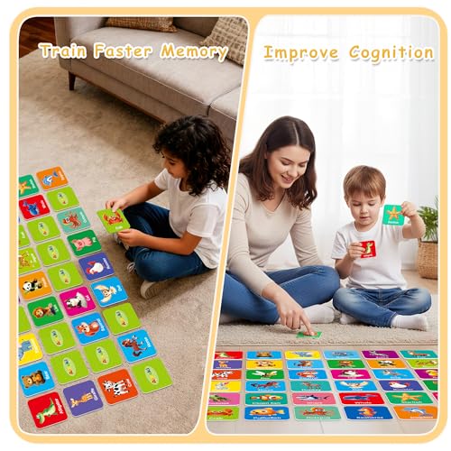 72 PCS Memory Match Game, Animal Matching Game for Kids 3 and up, Enhanced Memory Skills Card Games for Kids Ages 4-8