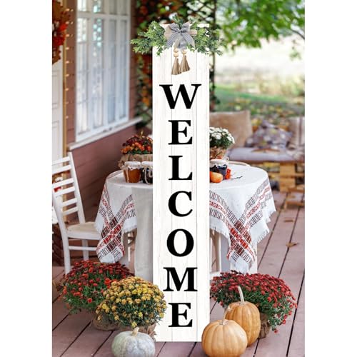 RLWangChao Outdoor Welcome Sign for Front Door Standing 47"X8" White - color: White