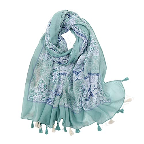 Yeieeo Boho Scarf for Women Lightweight Floral Printed Scarf Fall Winter Fashion Fringed Shawl - color: Floral 33