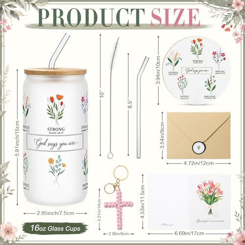 Aliceset 6 Pcs Religious Christian Gifts for Women Bible Verse Tote Bag Cosmetic Bag Glass Cup Keychain for Catholic Church(Pink) - color: Pink