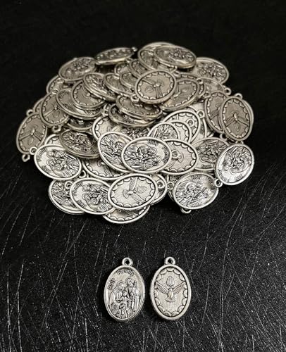 COTTVOTT Saint Therese of Lisieux/Saint Mother Teresa of Calcutta/Divine Mercy Jesus/Mater Dolorosa Patron Saint Medal Charm Pendant for DIY Rosary Necklace Bracelet Jewelry Making Part - color: 30pcs-Holy Family medal