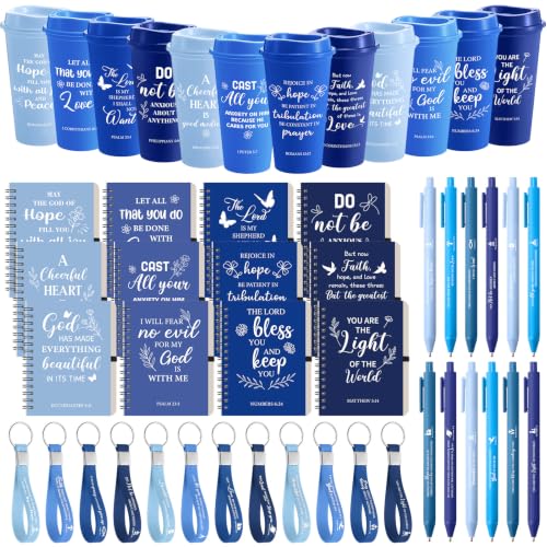 Skylety 12 Set Christian Gifts Bulk Scripture Cup Set, Blue Gradient - color: Blue Gradient