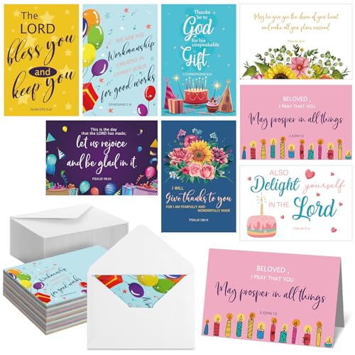 Zhanmai 80 Pcs Christian Birthday Card Bible Verse, Classic Style - style: Traditional