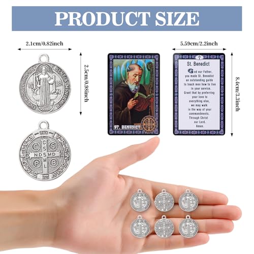 10 Pcs St Benedict Medals,Catholic Saint Benedict Medal for Jewelry Pendant Rosary Parts Making Supplies,Religious Metal Charm Medalla De San Benito - color: 10 Pcs St Benedict