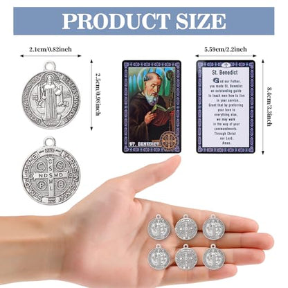 10 Pcs St Benedict Medals,Catholic Saint Benedict Medal for Jewelry Pendant Rosary Parts Making Supplies,Religious Metal Charm Medalla De San Benito - color: 10 Pcs St Benedict