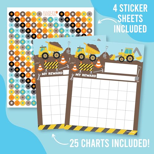 Sticker Chart for Kids Behavior at Home and Back to School Reward Charts - color: Construction