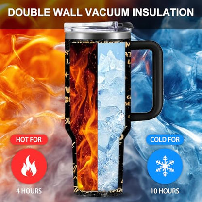 Christian Man Of God Tumbler for Men Jesus Religious Stainless Steel Insulated Coffee Cup God Mug 40oz with Handle and Straw Keeps Drinks Cold & Hot - color: Christian/Goose