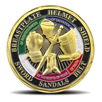 Armor of God Challenge Coin - Detailed Christian Symbolism Design - Inspirational Gift for Faith