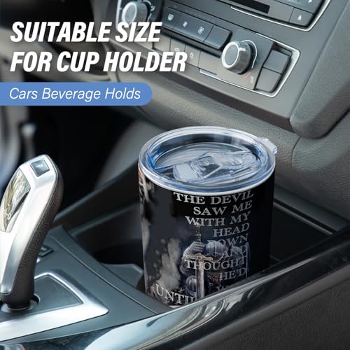 Christian Tumbler for Men,Jesus Christ 20oz Tumbler,The Devil Saw Me - color: grey/Jesus Christ