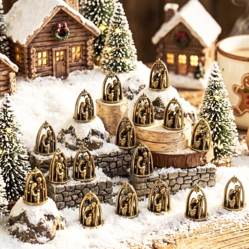 Civaner 50 Pcs Mini Christmas Figurines, Tiny Brass Nativity Scence Set - style: Nativity Scene