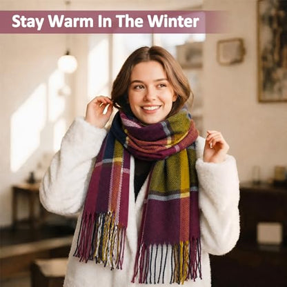 Loritta Winter Scarf for Women, Long Plaid Shawl Wraps Scarves Gifts - color: Color Lattice