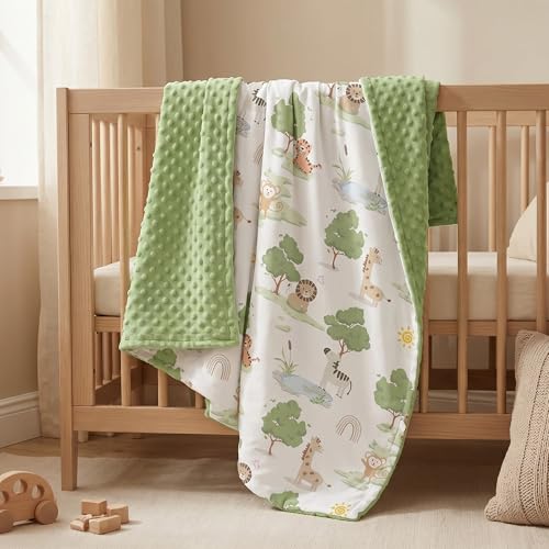Fleece Baby Blankets for Girls & Boys, Infant Toddler Blanket - color: Green Animals