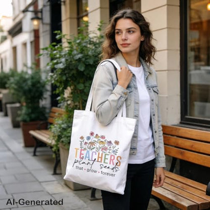 Teacher Appreciation Gifts, Teachers Plant Seeds That Grow Forever, Graphic Reusable Tote Bag for Women Teacher, Delicate Gifts for Women Teachers Friends, Beautiful Canvas Tote Bags - color: Style 11