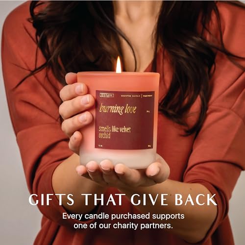 Benevolence LA Burning Love Scented Candles | 10 oz, 40-50 Hour Burn, Love Candle for Women | Romantic Gifts for Women and Men | Gift for Husband, Wife, Girlfriend | Christmas Candles - Velvet Orchid