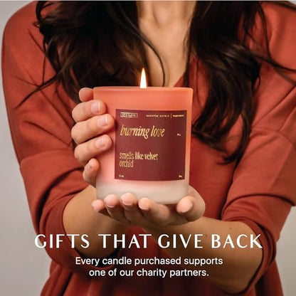 Benevolence LA Burning Love Scented Candles | 10 oz, 40-50 Hour Burn, Love Candle for Women | Romantic Gifts for Women and Men | Gift for Husband, Wife, Girlfriend | Christmas Candles - Velvet Orchid