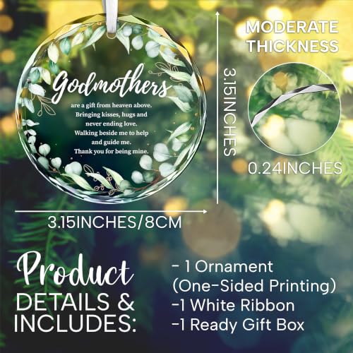 Fatbaby Godmother Gifts from Godchild Goddaughter, Godmother Glass Ornament 2026, Christas Birthday Baptism Gift for Godmothers - color: Godmother