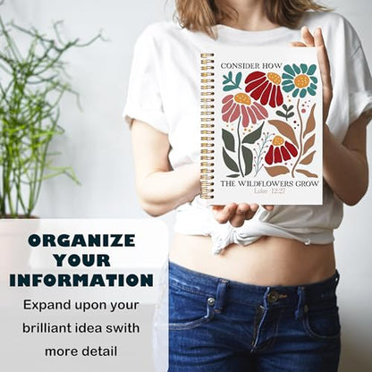 BearCake Boho Floral Christian Notebook Journal, Inspirational Christian Gifts for Women, Luck 12:27 Bible Religious Journal for Women, Flower Scripture Hardcover Spiral Notebook 5.5x8.3 - color: white Bible-wildly