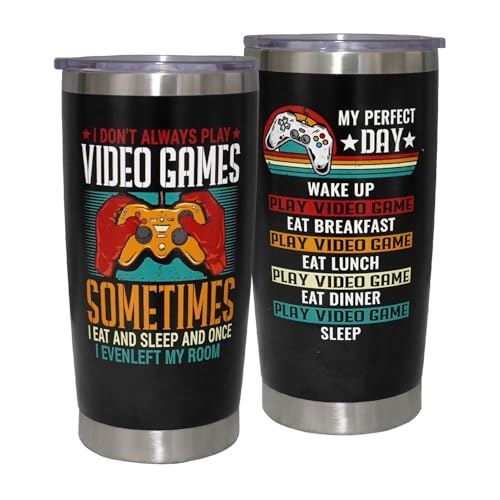 Cool PC Gamer Tumbler With Lid and Straw, Gaming Gifts For Boys/Girls, Men/Women, 20oz Stainless Steel Insulated Coffee Cups - color: Gamer