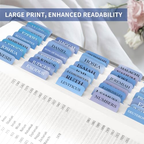 Taja Bible Tabs, 75 Large Print Index Tabs for Women & Men - color: S-ocean Mist