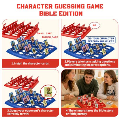 Bible Who I Am Board Games,Classic Who Am I Board Games for Family, 24 Holy Characters with Scripture & Life Story Cards, Christian Catholic Gifts (Small) - size: Small