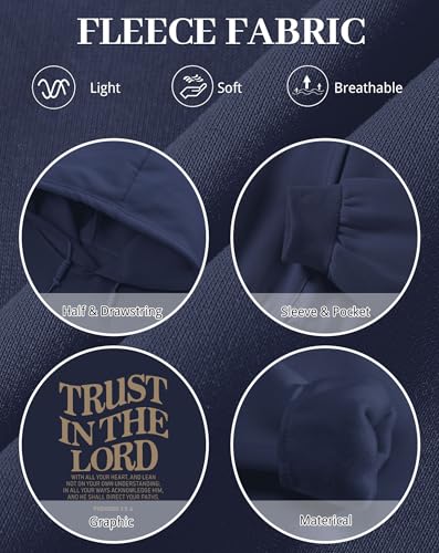 Tuislay Trust In The Lord Hoodie Christian Sweatshirts Women - color: Navy Blue, size: X-Large