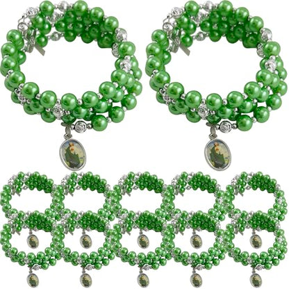 12 pcs Religious Wrap Rosary Bracelet, Green Beads with Cross and St. Jude Medal Charm, Memorial Prayer Favor - color: JA175S-grn