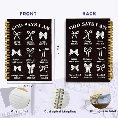 THDSE Black Bible Journal for Women, Christian Prayer Spiral Notebook - color: Black
