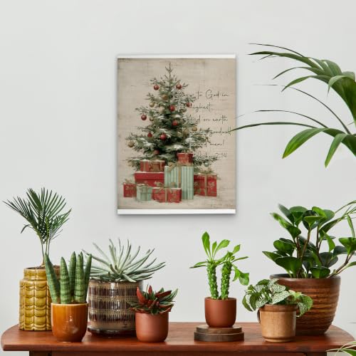KSDUT Vintage Christian Christmas Tree Framed Wall Art 11x14 Inch - color: Christmas-13