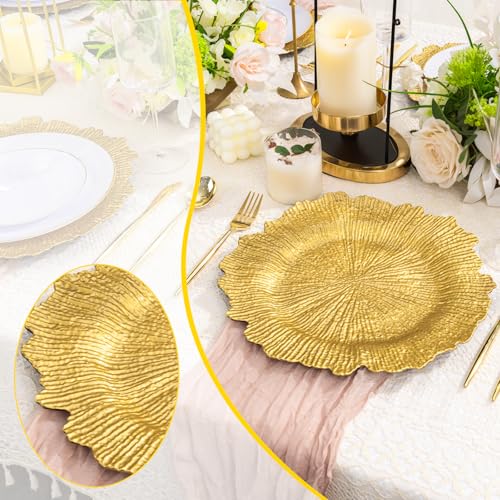 LIYH 8Pcs Gold Charger Plates, 13 Inch Plastic Round Chargers For Parties - color: Irregular Gold, size: 8Pcs