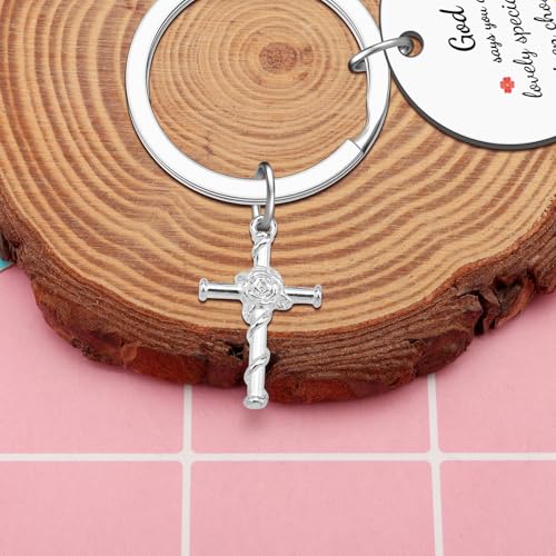 Heigebi Christian Keychain for Women Bible Verse Keychain for Daughter Sister Mom Inspirational Jewelry Christening Keychains - color: Christian Keychain 1
