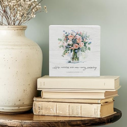 Lamentations 3:23 Bible Verse Sign, Christian Birthday Gifts for Women - color: White04