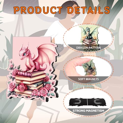 Wxiben 8 Pcs Dragon Flower Magnetic Bookmark Book Mark Page Clip - style: Flower Dragon