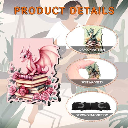 Wxiben 8 Pcs Dragon Flower Magnetic Bookmark Book Mark Page Clip - style: Flower Dragon