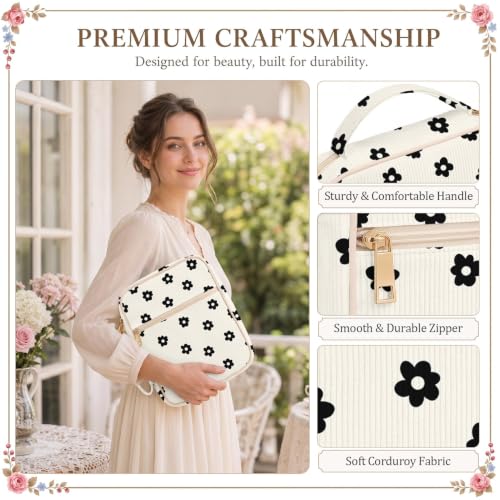 Britimes Bible Cover Case for Women, Bible Cover with Accessories, Daisy - color: Black White Floral