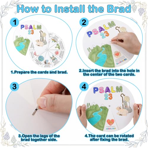 Glenmal 24 Pack Psalm 23 Prayer Wheel Coloring Craft Kits, 9" DIY - style: Psalm 23