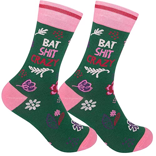FUNATIC Socks with Funny and Profane Sayings, Sarcastic Gift for Men Women - color: Bat Shit Crazy