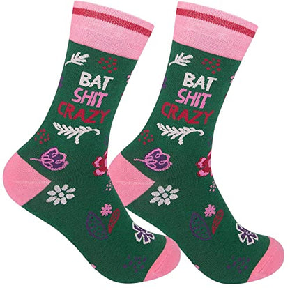 FUNATIC Socks with Funny and Profane Sayings, Sarcastic Gift for Men Women - color: Bat Shit Crazy
